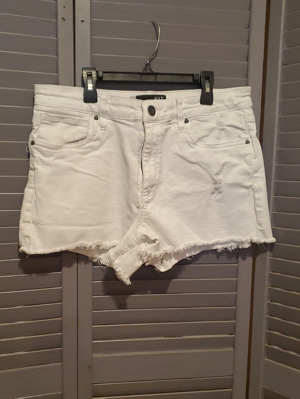 Kut White Frayed Hem Women's Denim Shorts Size 10